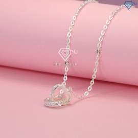 Tặng quà noel cho bạn gái dây chuyền bạc nữ mặt trái tim đôi DCN0264 - Trang Sức TNJ