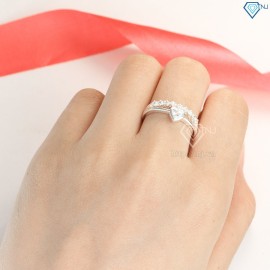 Tặng quà noel cho bạn gái nhẫn bạc nữ đá chìm mặt trái tim đẹp NN0250 - Trang Sức TNJ