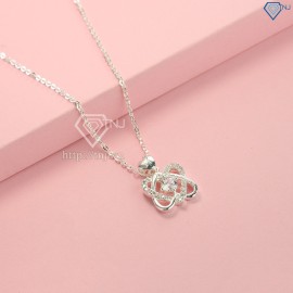 Tặng quà noel cho người yêu dây chuyền bạc nữ mặt trái tim đôi DCN0470 - Trang Sức TNJ