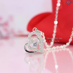 Dây chuyền bạc nữ mặt trái tim ôm trọn trái tim DCN0082