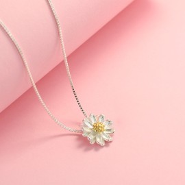 Tặng quà noel cho người yêu dây chuyền bạc nữ hoa cúc họa mi đẹp DCN0312