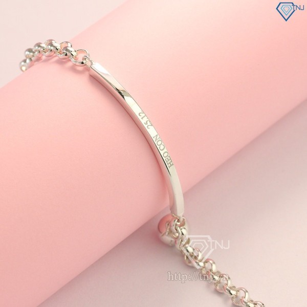 Tặng quà noel cho người yêu lắc tay bạc nữ có chuông khắc tên LTN0172 - Trang Sức TNJ