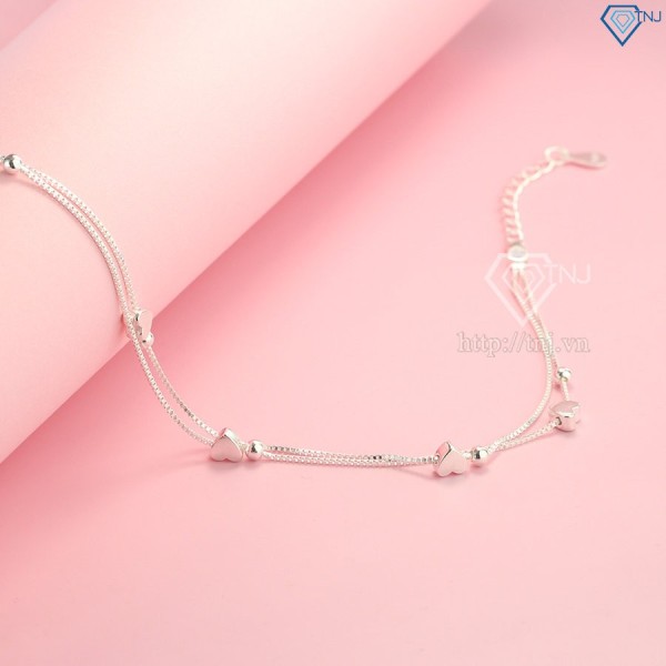 Tặng quà noel cho người yêu lắc chân bạc nữ họa tiết Trái Tim nhỏ LCN0030