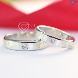 Tặng quà noel cho người yêu nhẫn bạc đôi khắc tên theo yêu cầu ND0351 - Trang sức TNJ