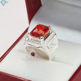 Quà giáng sinh cho bạn trai nhẫn bạc nam mặt đá đỏ hình hổ sang trọng NNA0105 - Trang Sức TNJ