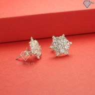 Quà noel cho bạn gái bông tai bạc nữ hoa tuyết đính đá trắng đẹp BTN0095 - Trang Sức TNJ