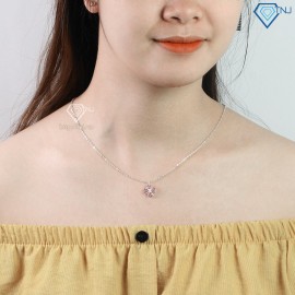 Dây chuyền cỏ 4 xoay đính đá đỏ DCN0508 - Trang sức TNJ