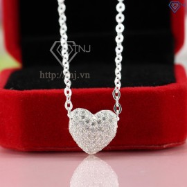 Tặng quà sinh nhật cho chị gái dây chuyền trái tim phồng đính đá DCN0292 - Trang sức TNJ