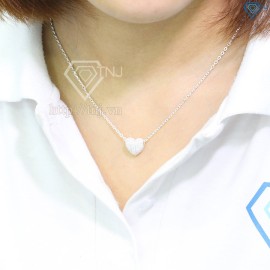 Tặng quà sinh nhật cho chị gái dây chuyền trái tim phồng đính đá DCN0292 - Trang sức TNJ