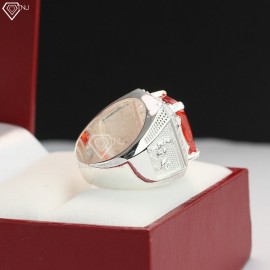 Quà valentine cho nam nhẫn bạc nam mặt đá đỏ hình hổ sang trọng NNA0105 - Trang Sức TNJ