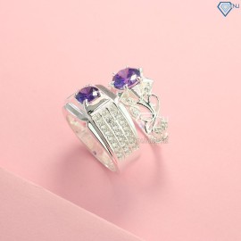 Quà valentine cho nam nhẫn đôi bạc đẹp đính đá tím ND0192 - Trang Sức TNJ