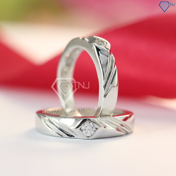 Quà valentine cho nam nhẫn đôi bạc đẹp khắc tên ND0283