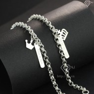 Quà valentine cho nam vòng tay cặp bạc King Queen khắc tên theo yêu cầu LTD0007