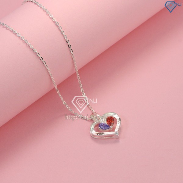 Quà valentine cho vợ dây chuyền bạc nữ khắc tên hình trái tim DCN0496 - Trang sức TNJ