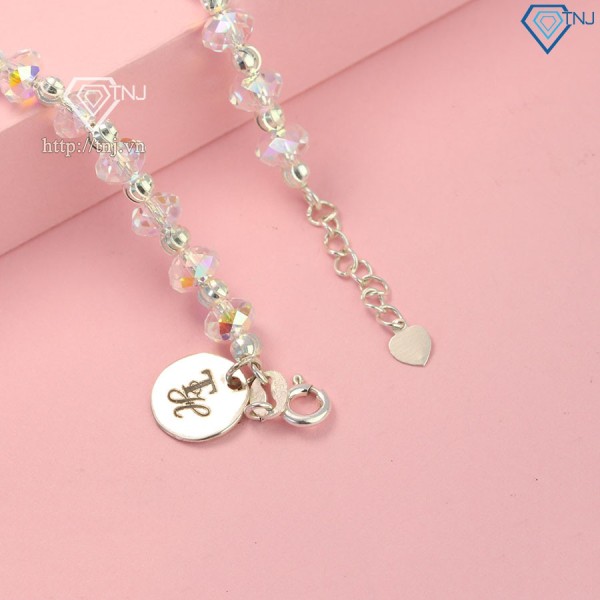 Quà valentine cho vợ lắc tay pha lê bằng bạc khắc tên LTN0176 - Trang sức TNJ