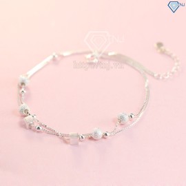 Lắc chân nữ bạc họa tiết lập phương tinh tế LCN0035