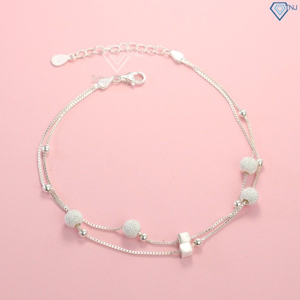 Quà valentine cho vợ lắc chân bạc nữ đẹp lập phương tinh tế LCN0035