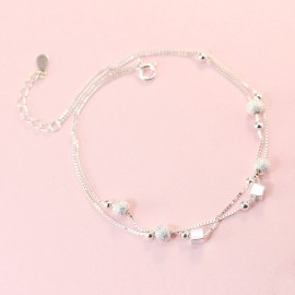 Quà valentine cho vợ lắc chân bạc nữ đẹp lập phương tinh tế LCN0035