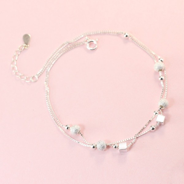 Quà valentine cho vợ lắc chân bạc nữ đẹp lập phương tinh tế LCN0035