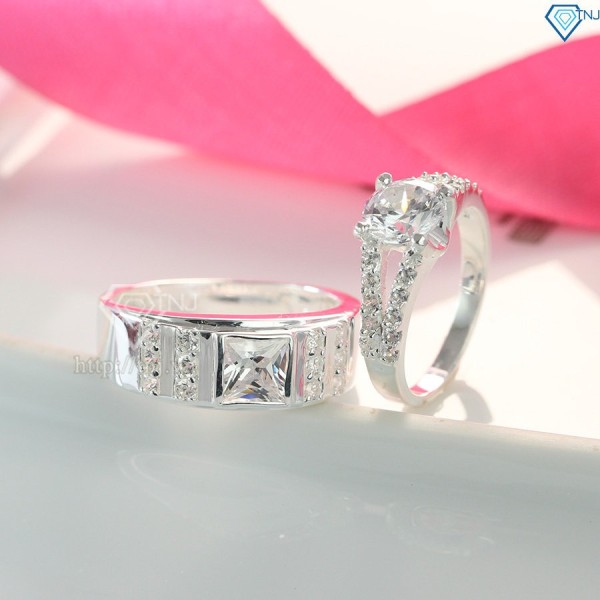 Quà valentine cho vợ nhẫn đôi bạc đẹp ND0296