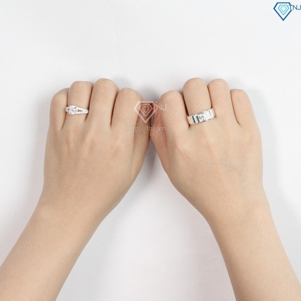 Quà valentine cho vợ nhẫn đôi bạc đẹp ND0296