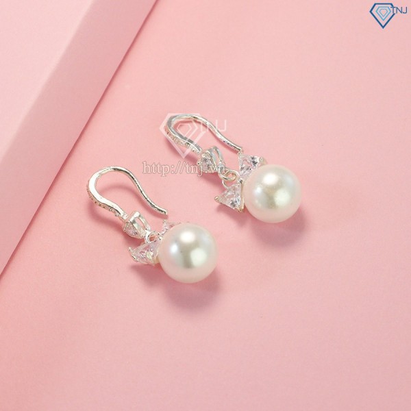 Quà valentine cho vợ bông tai bạc nữ đính ngọc trai BTN0109 - Trang Sức TNJ