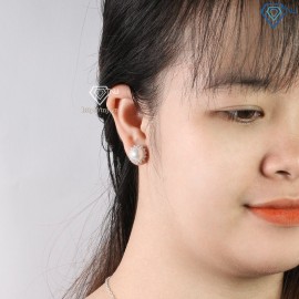 Quà valentine cho vợ hoa tai bạc nữ ngọc trai đính đá BTN0080