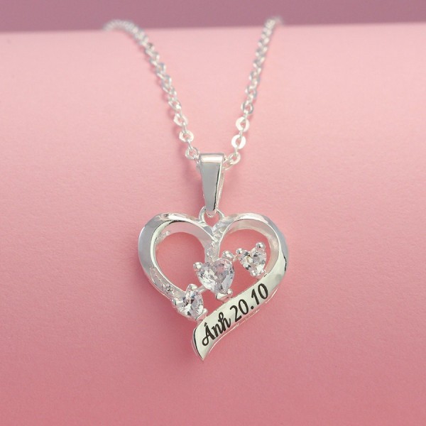 Quà valentine cho người yêu dây chuyền bạc nữ khắc tên hình trái tim DCN0460