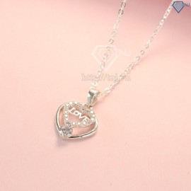 Dây chuyền bạc nữ mặt trái tim chữ Love đẹp DCN0379