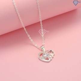 Quà valentine cho người yêu dây chuyền bạc nữ mặt trái tim chữ Love đính đá đẹp DCN0421