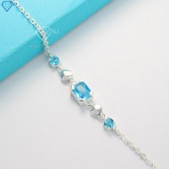 Quà valentine cho người yêu lắc tay bạc nữ cao cấp đính đá xanh dương LTN0149 - Trang Sức TNJ