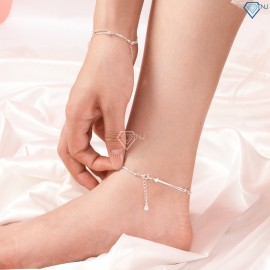 Quà valentine cho người yêu lắc chân bạc nữ họa tiết Trái Tim nhỏ LCN0030