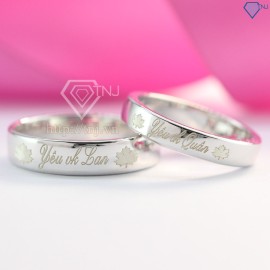 Quà valentine cho người yêu nhẫn đôi bạc tròn trơn khắc tên theo yêu cầu ND0068