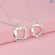 Quà valentine cho người yêu dây chuyền cặp đôi bạc đơn giản With You DCD0002