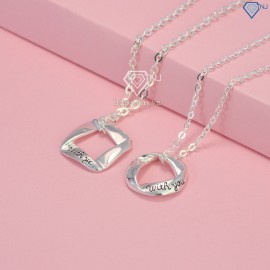 Quà valentine cho người yêu dây chuyền cặp đôi bạc đơn giản With You DCD0002