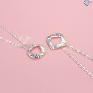 Quà valentine cho người yêu dây chuyền cặp đôi bạc đơn giản With You DCD0002