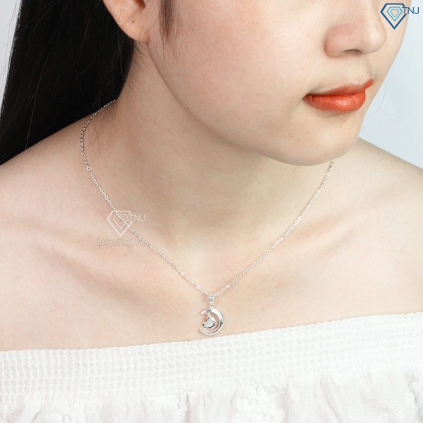 Quà valentine cho bạn gái dây chuyền bạc nữ trăng tim khắc tên DCN0423 - Trang sức TNJ