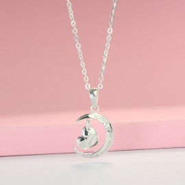 Quà valentine cho bạn gái dây chuyền bạc nữ trăng tim khắc tên DCN0423