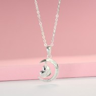 Quà valentine cho bạn gái dây chuyền bạc nữ trăng tim khắc tên DCN0423