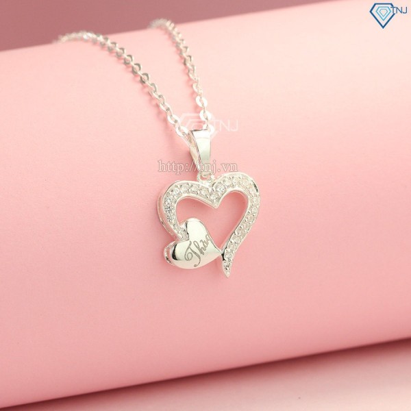 Quà valentine cho bạn gái dây chuyền bạc nữ hình trái tim khắc tên đẹp DCN0450 - Trang Sức TNJ