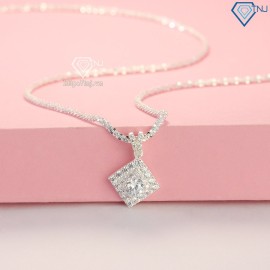 Quà valentine cho bạn gái dây chuyền bạc ý cho nữ mặt đá vuông DCN0510 - Trang sức TNJ