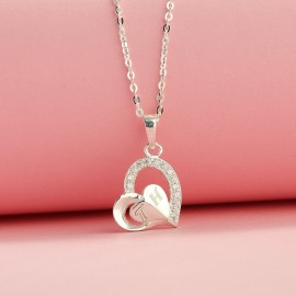 Quà valentine cho bạn gái dây chuyền hình trái tim đôi khắc tên DCN0492