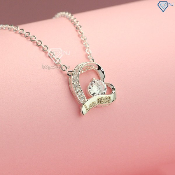 Quà valentine cho bạn gái dây chuyền bạc nữ khắc tên hình trái tim DCN0495 - Trang sức TNJ
