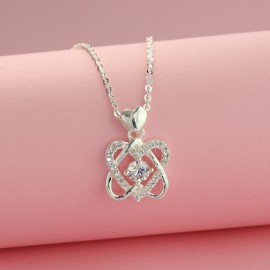 Quà valentine cho bạn gái dây chuyền bạc nữ mặt trái tim đôi DCN0470