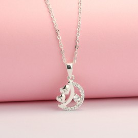 Quà tặng valentine dây chuyền bạc nữ mặt trăng tim khắc tên theo yêu cầu DCN0422