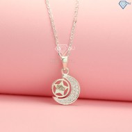 Quà tặng valentine dây chuyền bạc nữ mặt trăng sao khắc tên DCN0436