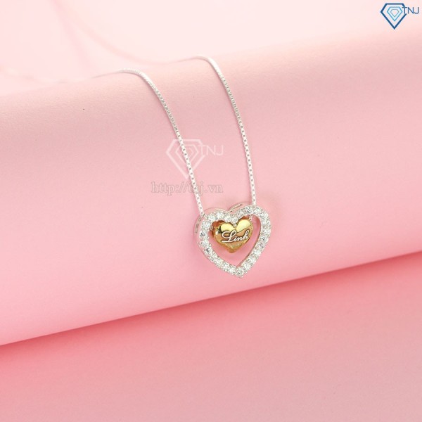 Tặng quà valentine cho bạn gái dây chuyền bạc nữ khắc tên mặt trái tim DCN0318