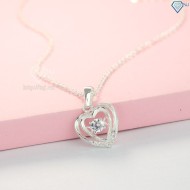 Tặng quà valentine cho người yêu dây chuyền bạc nữ hình trái tim DCN0424 - Trang sức TNJ