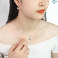 Tặng quà valentine cho bạn gái dây chuyền bạc nữ trái tim đôi đính đá dễ thương DCN0445 - Trang Sức TNJ