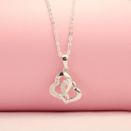 Tặng quà valentine cho bạn gái dây chuyền bạc nữ trái tim đôi đính đá dễ thương DCN0445